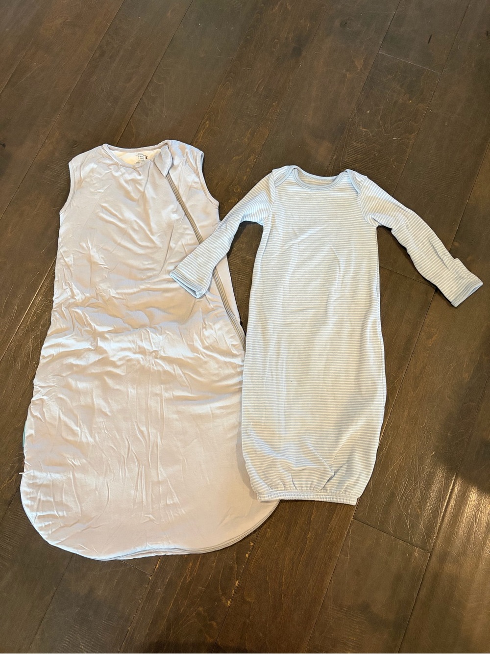 Light Blue Sleep Gown and light gray sleep Sack